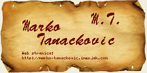 Marko Tanacković vizit kartica